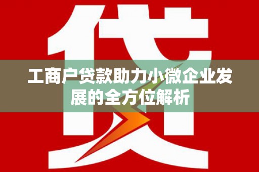 观山湖工商户贷款助力小微企业发展的全方位解析