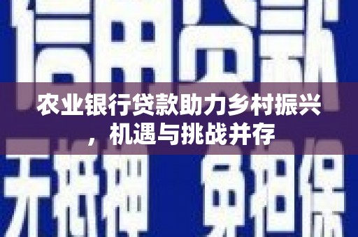 观山湖农业银行贷款助力乡村振兴，机遇与挑战并存